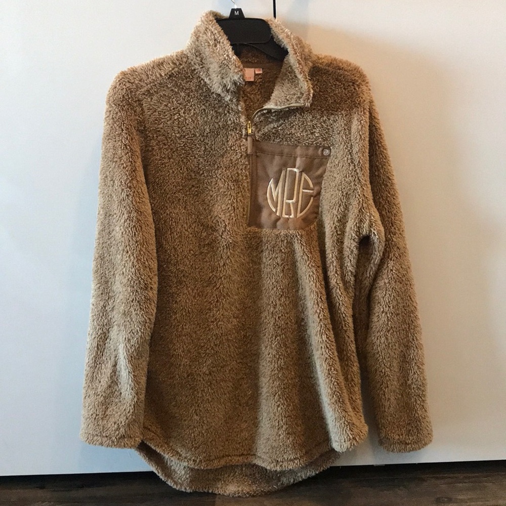 Quarter-Zip Fuzzy Monogram Jacket